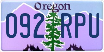 OR license plate 092RPU