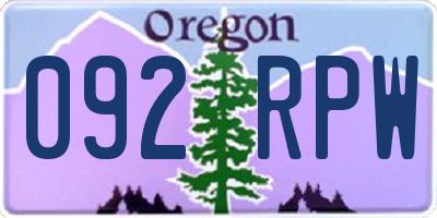 OR license plate 092RPW