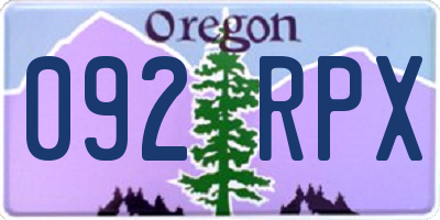 OR license plate 092RPX