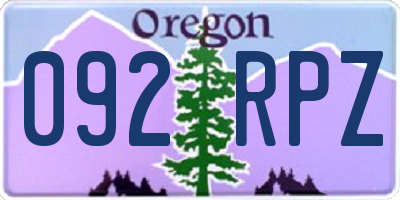 OR license plate 092RPZ