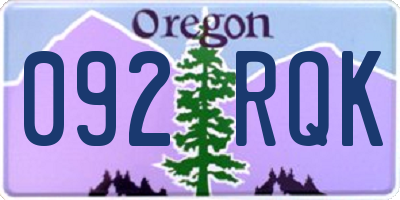 OR license plate 092RQK