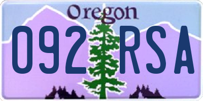 OR license plate 092RSA