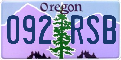 OR license plate 092RSB