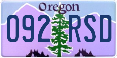 OR license plate 092RSD