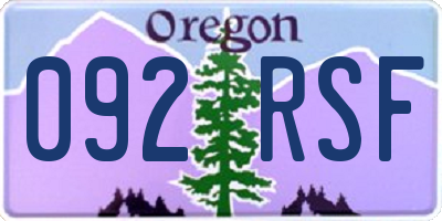 OR license plate 092RSF