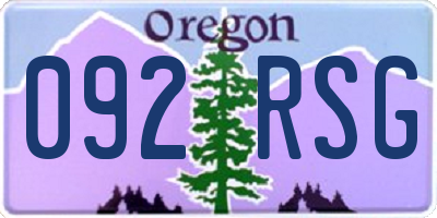 OR license plate 092RSG