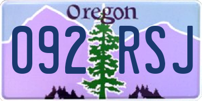 OR license plate 092RSJ