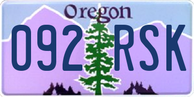 OR license plate 092RSK