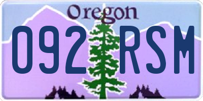 OR license plate 092RSM
