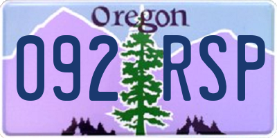 OR license plate 092RSP