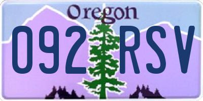 OR license plate 092RSV