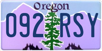OR license plate 092RSY