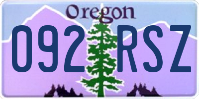 OR license plate 092RSZ