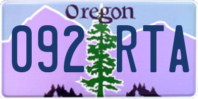 OR license plate 092RTA