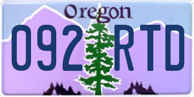 OR license plate 092RTD