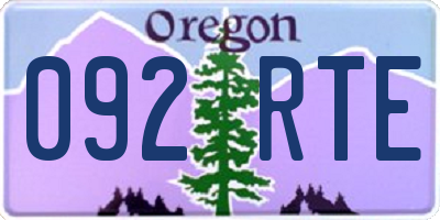 OR license plate 092RTE