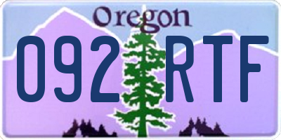 OR license plate 092RTF