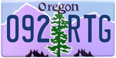 OR license plate 092RTG