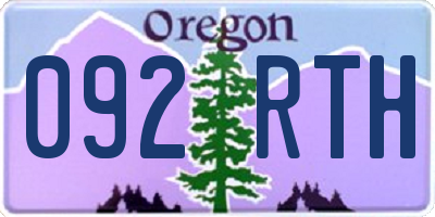OR license plate 092RTH