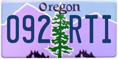 OR license plate 092RTI
