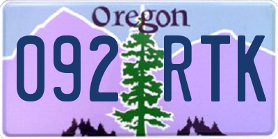 OR license plate 092RTK
