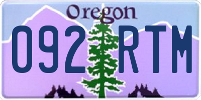 OR license plate 092RTM