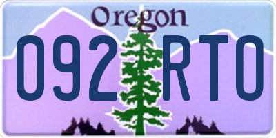 OR license plate 092RTO