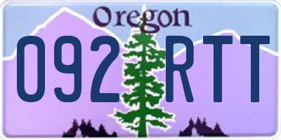 OR license plate 092RTT