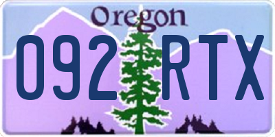 OR license plate 092RTX