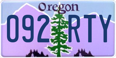 OR license plate 092RTY