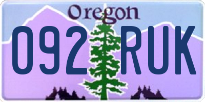 OR license plate 092RUK