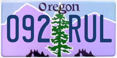 OR license plate 092RUL