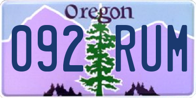 OR license plate 092RUM