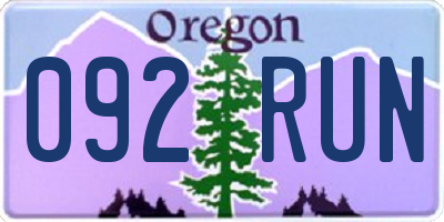 OR license plate 092RUN