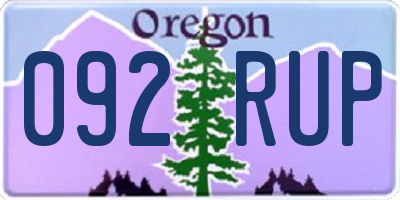 OR license plate 092RUP