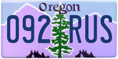 OR license plate 092RUS