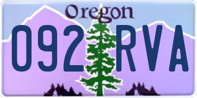 OR license plate 092RVA