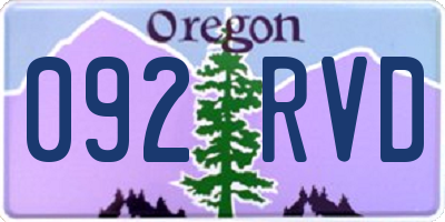OR license plate 092RVD