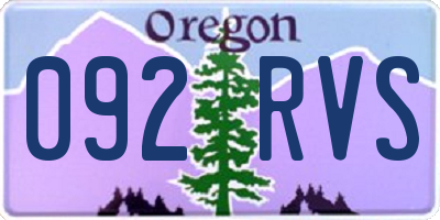 OR license plate 092RVS
