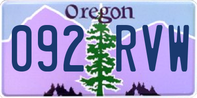 OR license plate 092RVW
