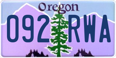 OR license plate 092RWA