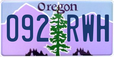 OR license plate 092RWH