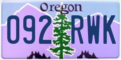 OR license plate 092RWK