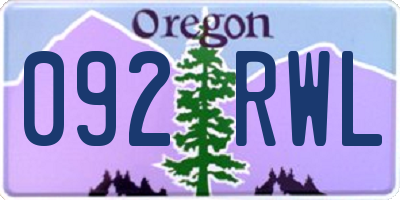 OR license plate 092RWL