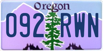 OR license plate 092RWN