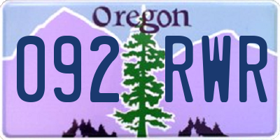 OR license plate 092RWR