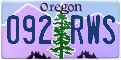 OR license plate 092RWS