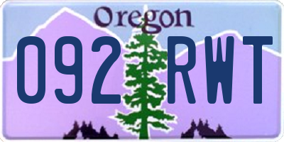OR license plate 092RWT