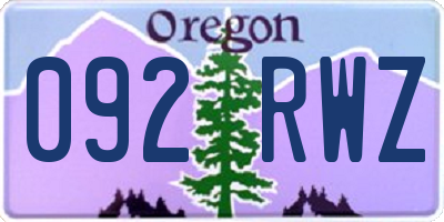 OR license plate 092RWZ