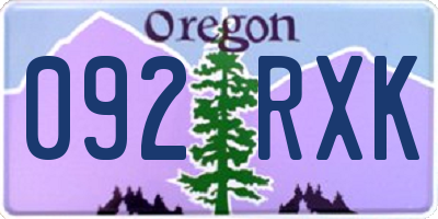 OR license plate 092RXK